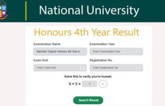 NU Honours 4th Year Result 2026 with CGPA