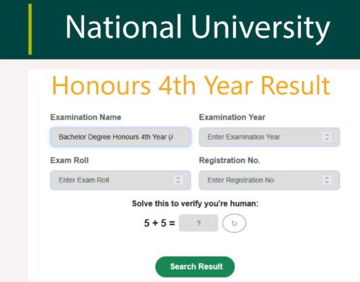 NU Honours 4th Year Result 2026 with CGPA